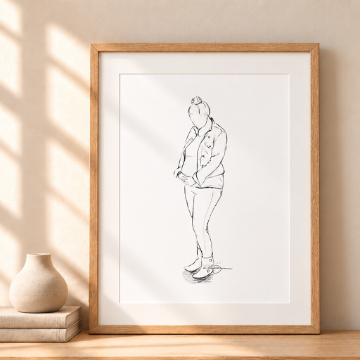 Portret Tekening Zwart-Wit, Gepersonaliseerd van Foto | Lief Moment &ndash; foto 2