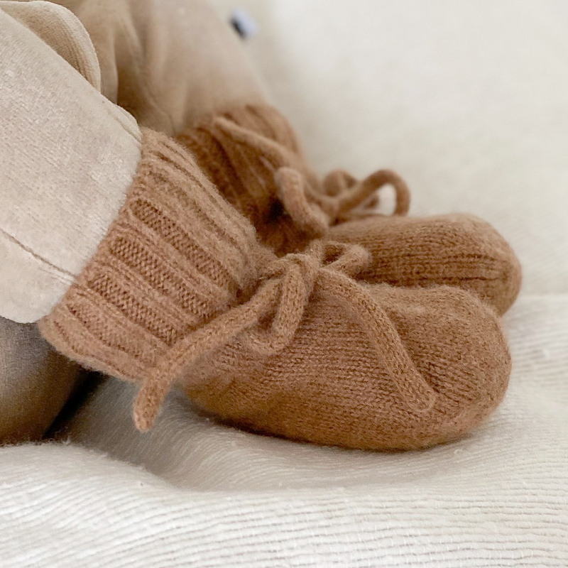 Merino wol booties brown