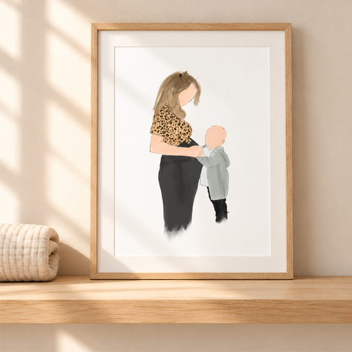 Portret Tekening Kleur Gepersonaliseerd van Foto | Lief Moment
