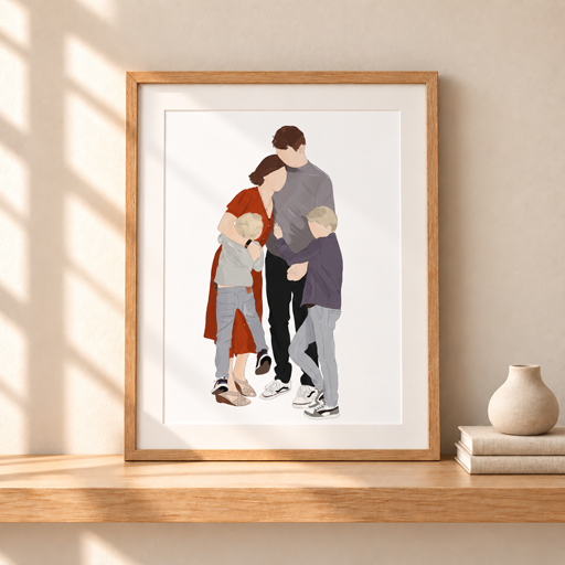 Portret Tekening Kleur Gepersonaliseerd van Foto | Lief Moment &ndash; foto 3