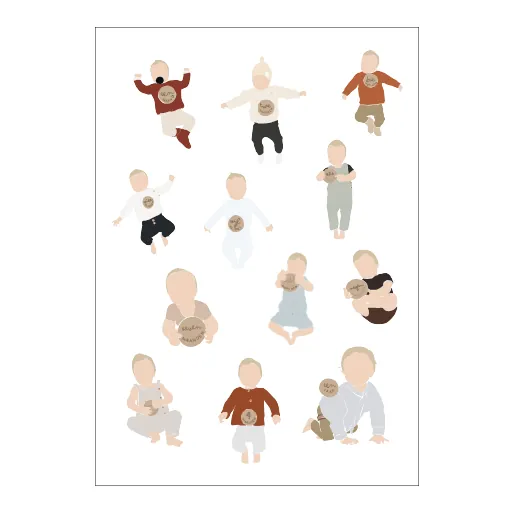 Portret Illustratie Poster Gepersonaliseerd Baby Portret Cadeau | Lief Moment